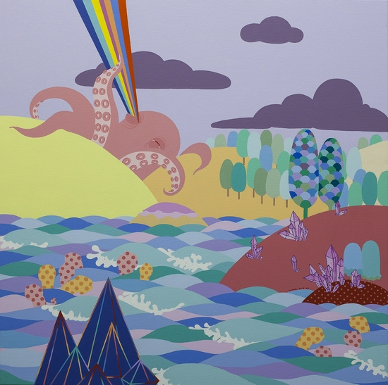 《歪星球 Octopus Planet》布面丙烯 Acrylic on canvas 80x80cm 2015