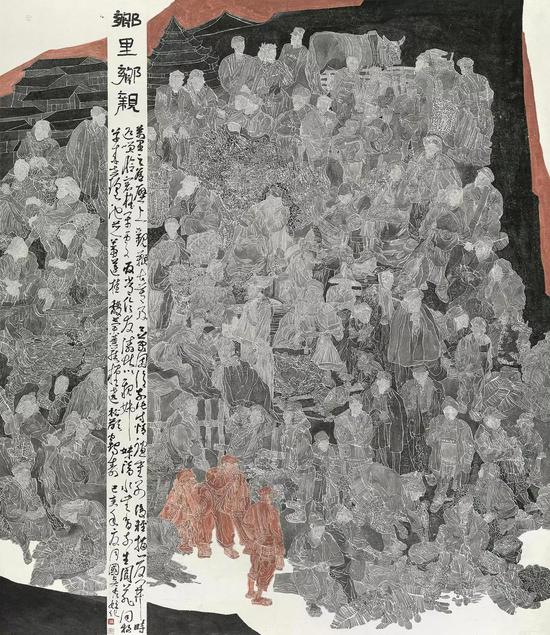 李国贤 杨秀姣 中国台湾 乡里乡亲 中国画 213cm×186cm
