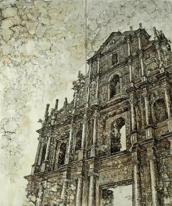 麦光荣 中国澳门 大三巴牌坊No.1 油画 223cm×180cm