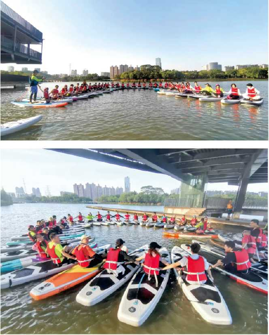 五一期间,市民可报名参加桨板运动体验。/区文广旅体局供图