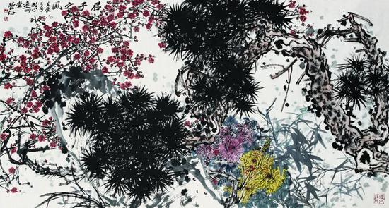 《君子之风》| 97cm×180cm | 纸本设色