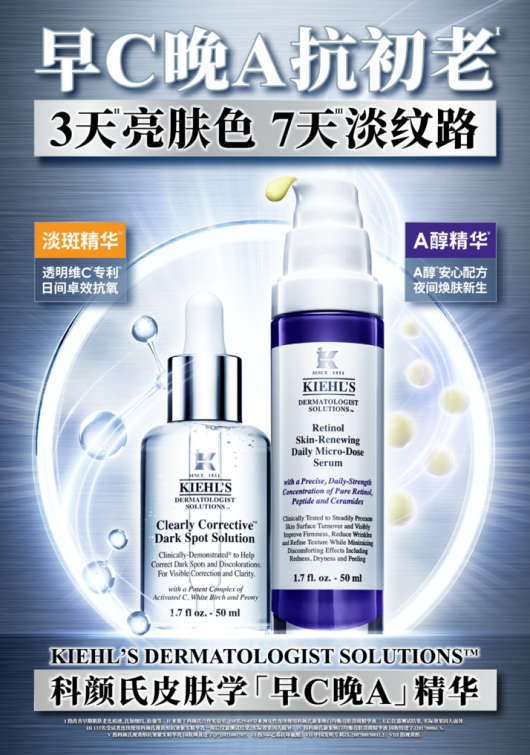 ▲ Kiehl’s科颜氏皮肤学‘早C晚A’精华组合
