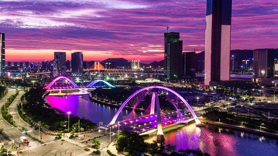 横琴夜景航拍图