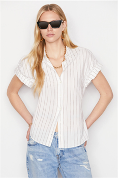 Rolled Sleeve Top 条纹上衣