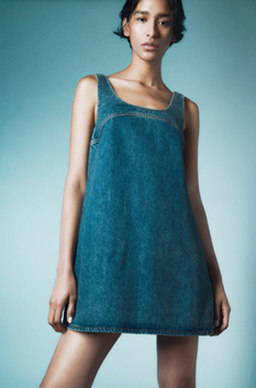 Micro Flare Denim Dress 圆领牛仔连衣裙