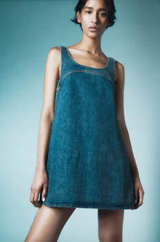 Micro Flare Denim Dress 圆领牛仔连衣裙