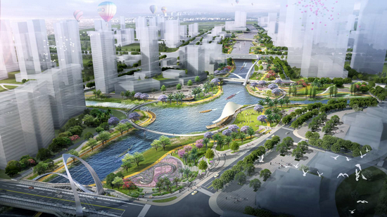 横沥岛尖景观桥梁效果图(部分)