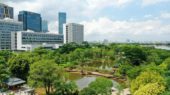 广州国际生物岛标识性景点之一水墨园。