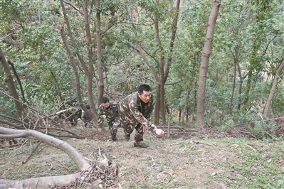 云勇林场场长苏木荣与同事们一起巡山。