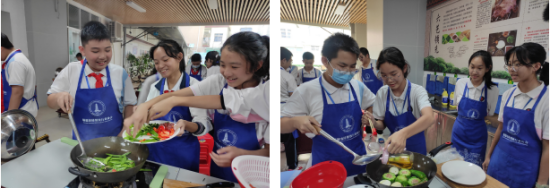 学生们在烹饪课上大显身手