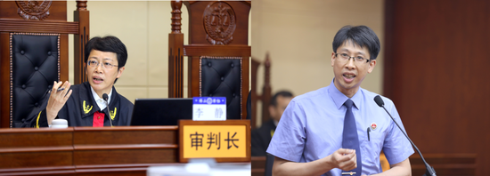 左:佛山市中级人民法院审委会委员李静法官 右:禅城区人民检察院公诉科科长杨振华检察官