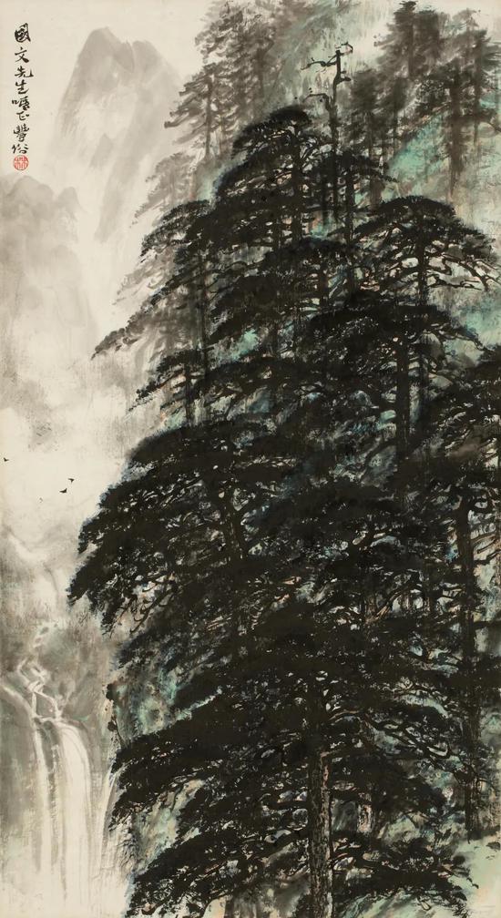 《松岭涛瀑》| 76cm×41cm | 纸本设色