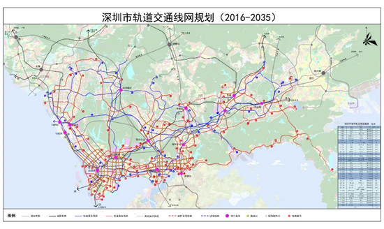 深圳市轨道交通线网规划，来源：深圳地铁