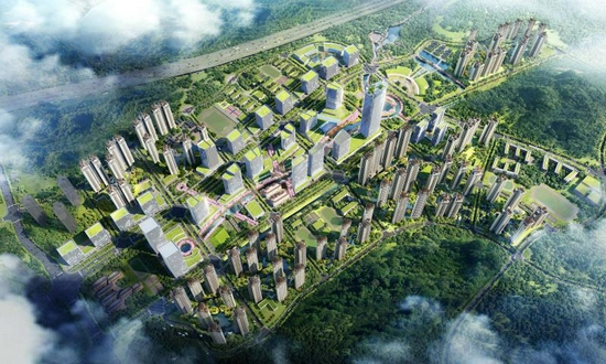 萝峰旧村改造项目规划鸟瞰图。