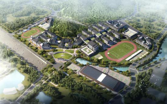 南海中学实验学校设计效果鸟瞰图。