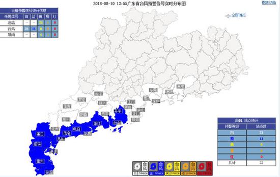 台风预警信号生效情况