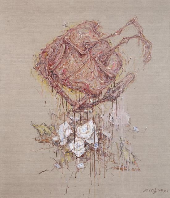 邓少伟 《鸭·破》,尺寸120X140cm