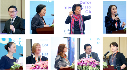 上排演讲嘉宾从左至右依次为:Wai Kit David, Hui、赵可式、Deforia Lorraine Lane、唐丽丽;下排演讲嘉宾从左至右依次为:李小梅、Jennifer Philip、Jan Noble、Tai-Chung、刘芳