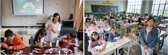 中山大学支教志愿者正在为鲁史中学的学生授课