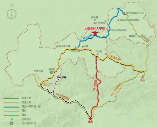 云慢疏林大草原位置及路线图