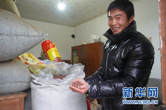 12月7日,杨利红展示今年丰收的花椒。新华社郎兵兵 摄