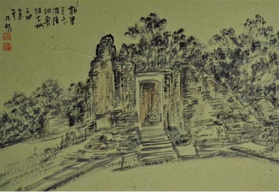 《斯里兰卡采风之波隆纳鲁卡古城》21cm×15cm 创作时间2015年