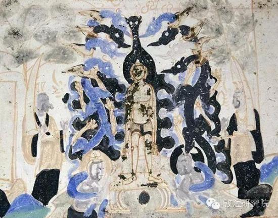 图为敦煌莫高窟北周第290窟,描绘着龙神为刚出生的悉达多太子沐浴灌顶的画面。 敦煌研究院 供图