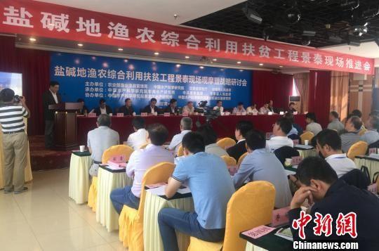 8月31日,盐碱地渔农综合利用扶贫工程景泰现场观摩暨战略研讨会于甘肃省白银市景泰县举行。 刘玉桃 摄