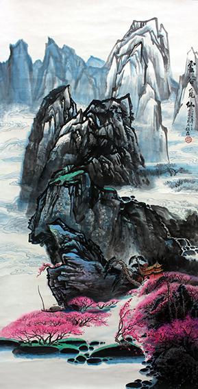 赵磊作品《云谷觅仙》 规格:137cmx68cm