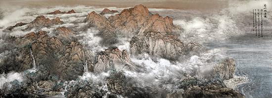 名山出海图 620x224 2009年.(青岛市政府会议厅)