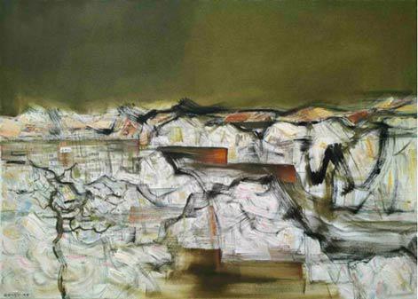 杨老师作品《金色九道湾》80×100cm 布面油画