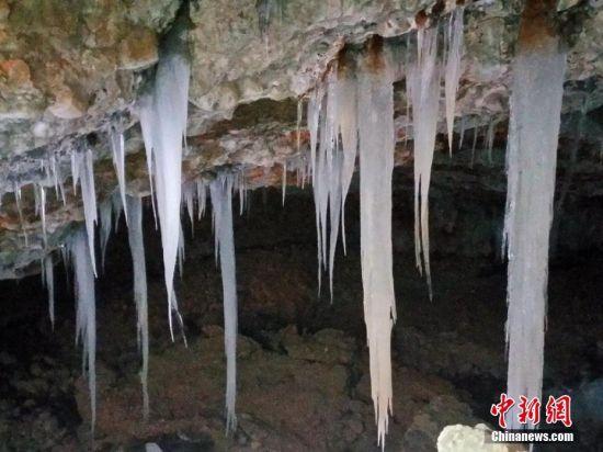 岩石缝隙中渗出的水在寒冷的冬季里成了冰挂美景。 张玉林 摄