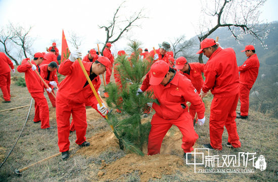 每年采油二厂都要组织干部员工开展植树活动,绿化环境。(资料图)