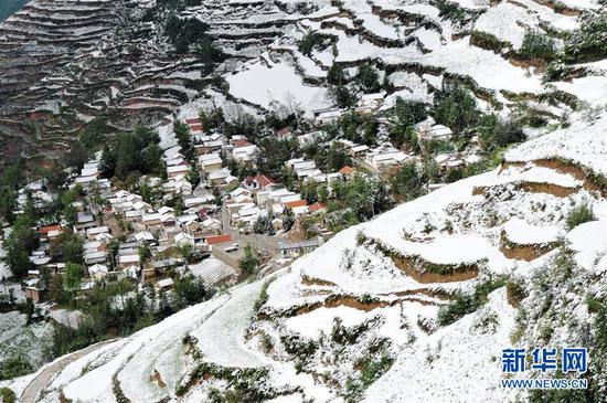 5月9日在宕昌县毛羽山拍摄的雪景。