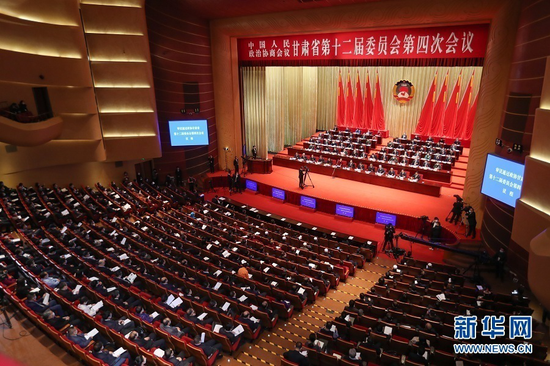 政协甘肃省十二届四次会议开幕式现场。新华社记者 马希平 摄
