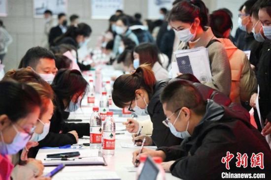 图为招聘会现场。 丁凯 摄