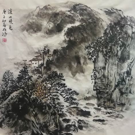 《溪口晓色》68cm×68cm 2020年