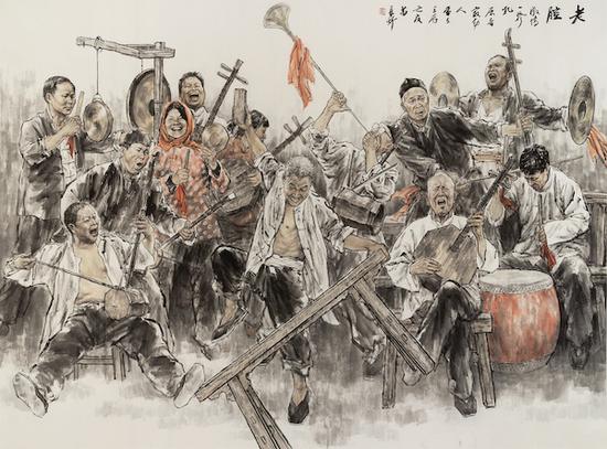 苗再新 老腔 纸本设色 188cm×262cm 2020年