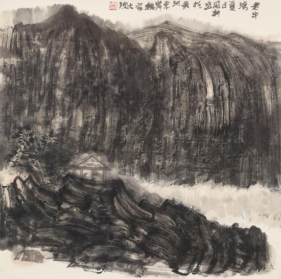 陈风新 老牛湾写生之一 纸本水墨 68cm×68cm 2020年
