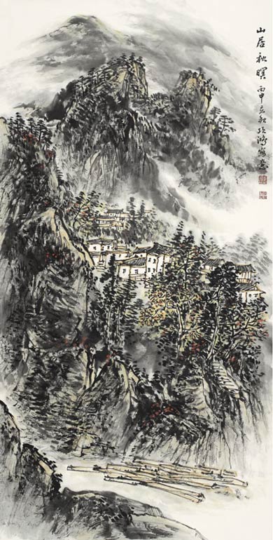 《山居秋暝》138cm×68cm 2016年