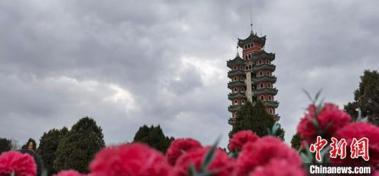 4月中旬,位于甘肃白银市会宁县的红军三大主力会师纪念塔。 魏建军 摄
