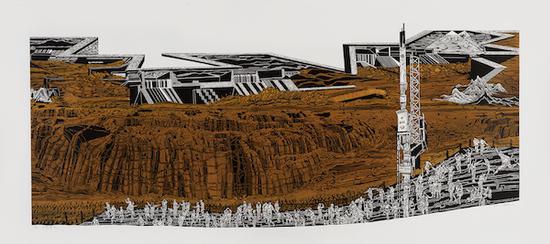 沙永汇 奔流时代 67cm×180cm 套色木刻 2020年