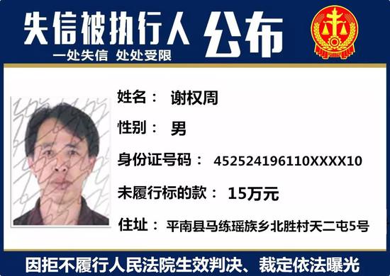 贵港一批失信被执行人名单公布 快来看看