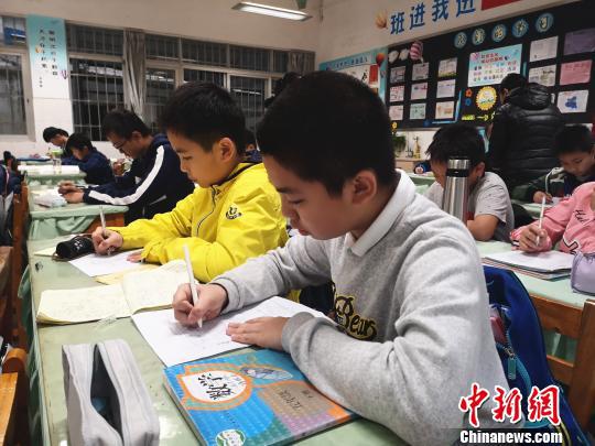 学生正在写作业。 朱柳融 摄
