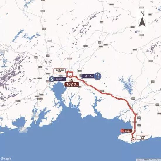 ▲北海至钦州赛线路图