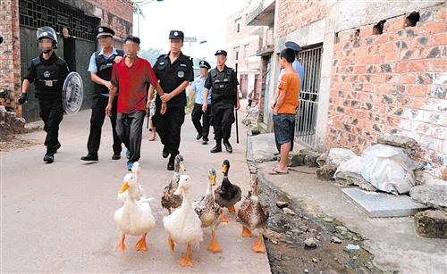 涉毒嫌疑人被民警带走