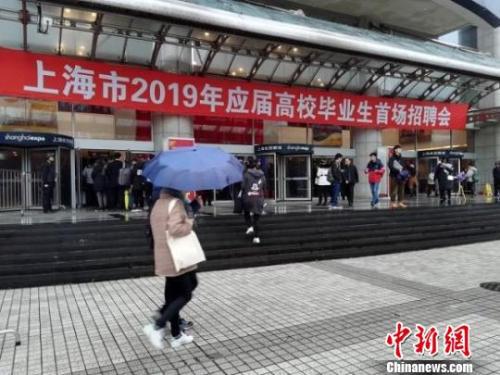 资料图:“上海市2019年应届高校毕业生首场招聘会”举行。供图