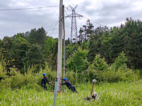 5月1日，南方电网广西新电力集团龙胜供电公司工作人员对受灾线路开展抢修。韦祎 摄