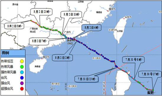 附图1今年第4号台风“妮妲”路径图