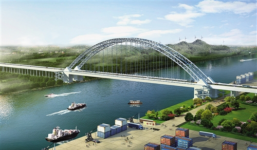 六景郁江特大桥建成效果图。